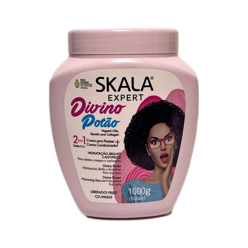 کرم حالت دهنده و احیای الگو و ترمیم حالت کشسانی ساقه 2 در 1 موهای فر اسکالا Skala Expert Divino Potão 2 in 1 Hair Treatment Cream 1000g