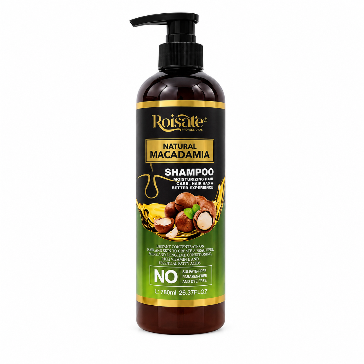 شامپو روغن ماکادامیا برند رویسات مولتی ویتامین و مرطوب کننده مو